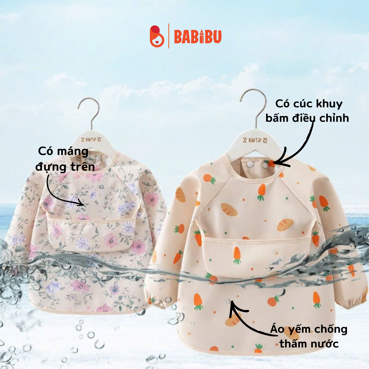 Yếm ăn dặm dài tay có máng cổ - Ảnh 2