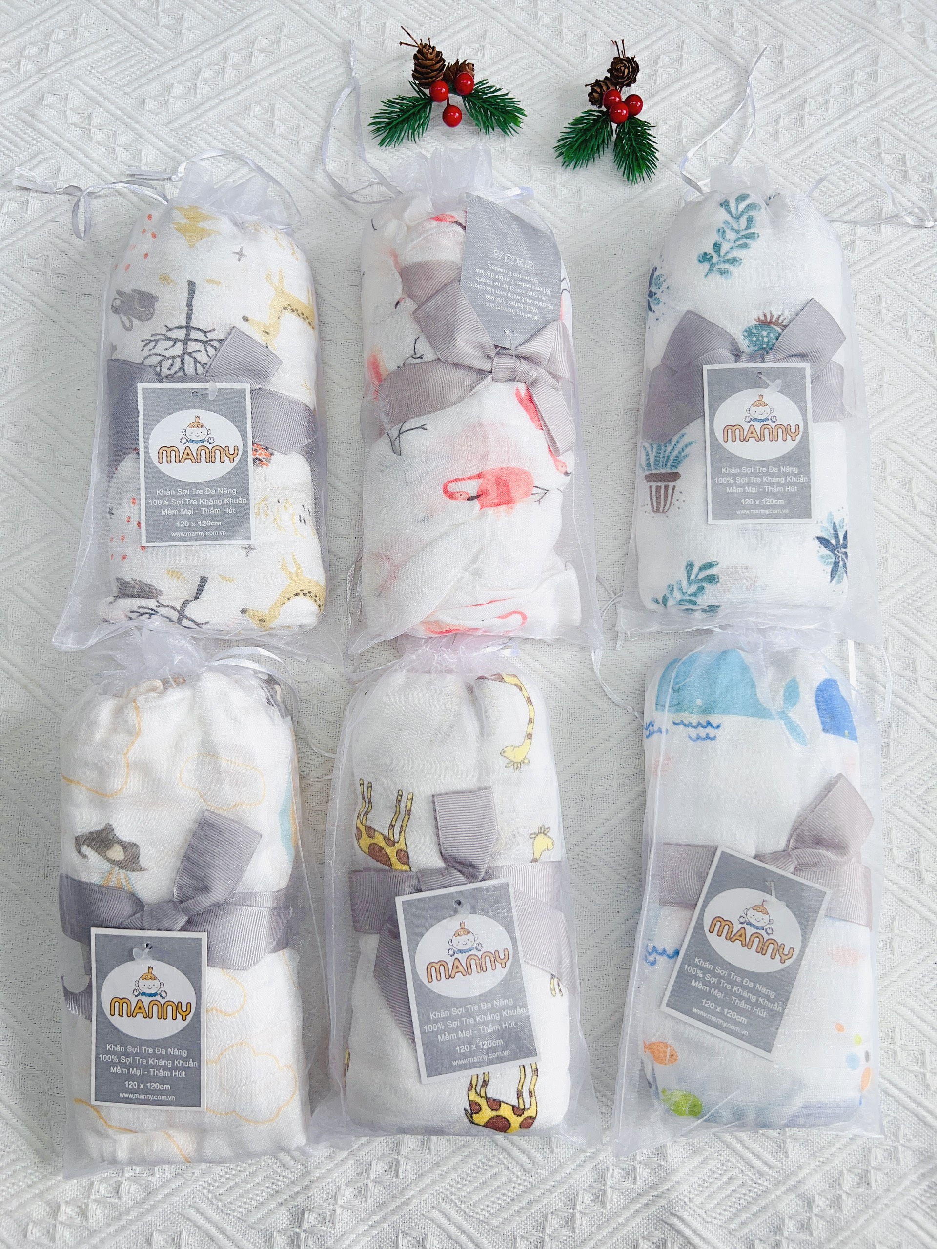 Khăn tắm tre 100% cuộn nơ - Ảnh 3