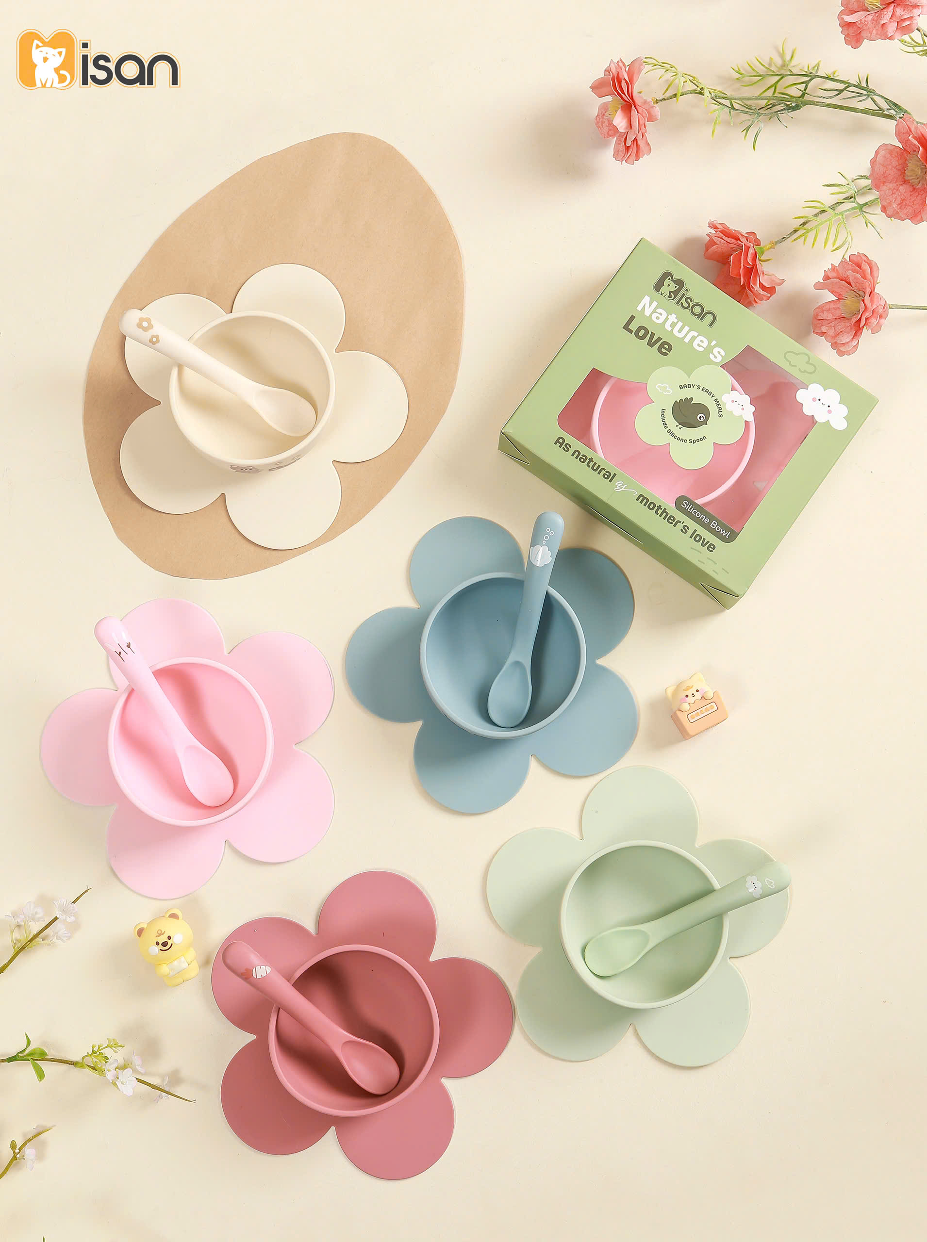 Misan bát hoa kem thìa silicon 