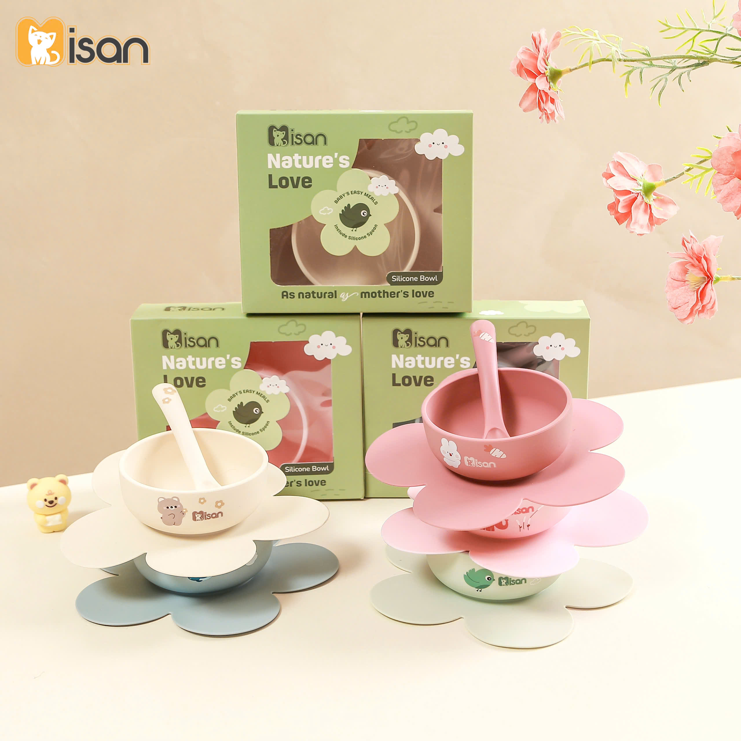 Misan bát hoa kem thìa silicon 