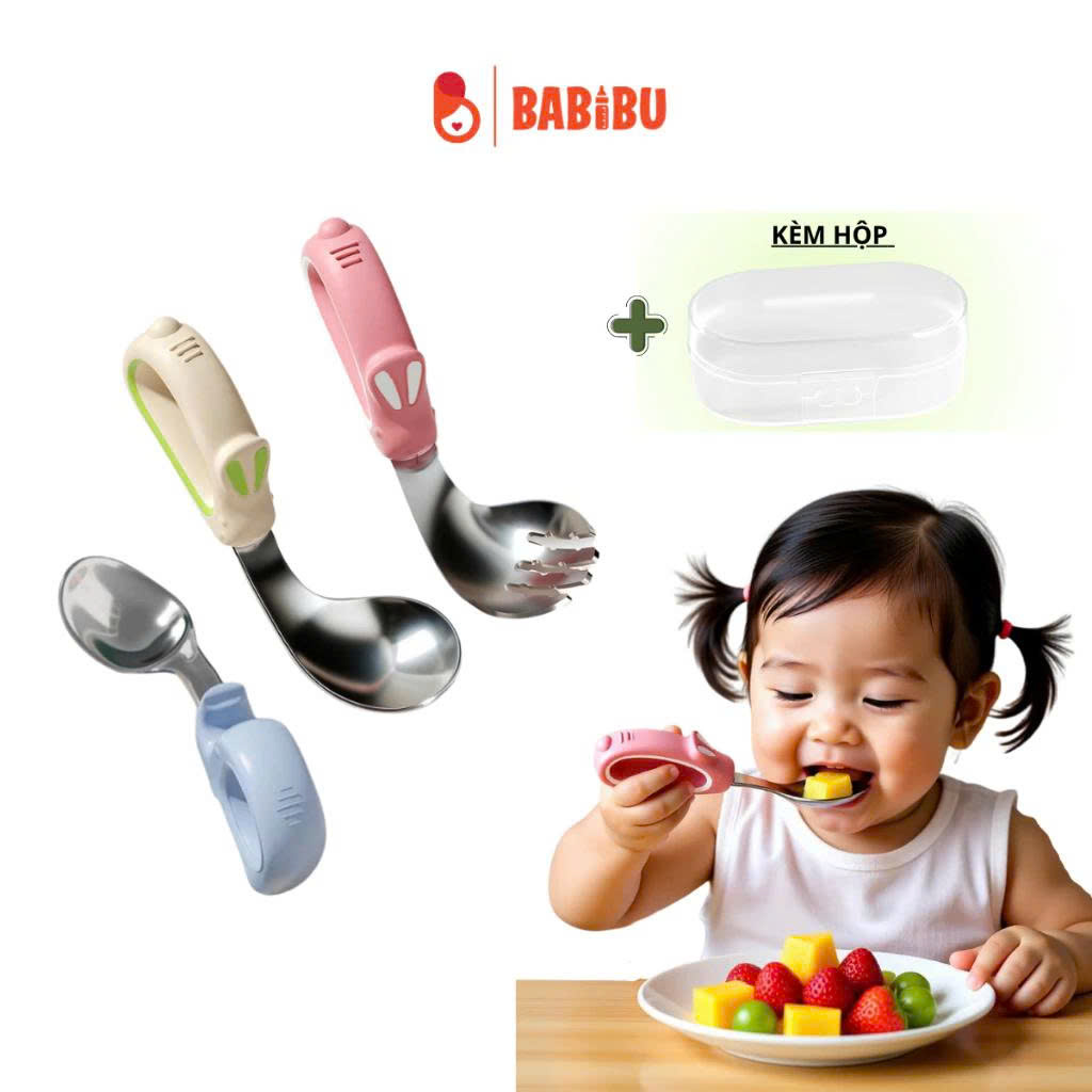 Thìa rĩa inox set 2 kèm hộp thỏ