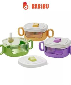 Bát ăn dặm có quai kèm ống hút 400ml