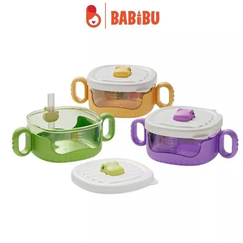 Bát ăn dặm có quai kèm ống hút 400ml